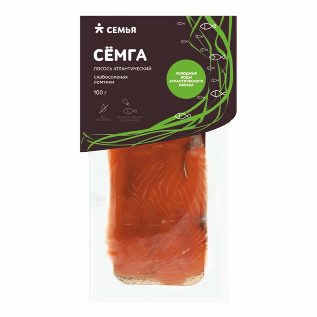 

Семга Семья филе-ломтики слабосоленая 100 г