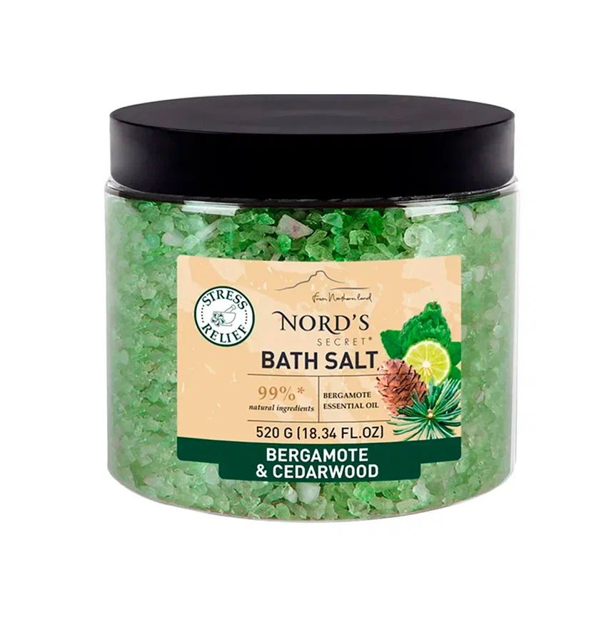 Соль для ванны Nord’s Secret тонизирующая, с бергамотом и маслом кедра, 520 г