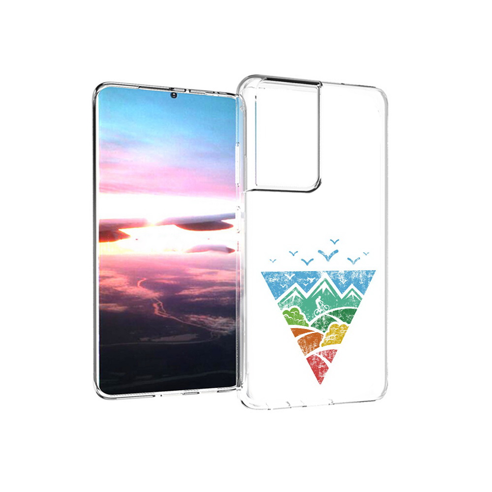

Чехол MyPads Tocco для Samsung Galaxy S21 Ultra Лес земля море чайки (PT157307.497.105), Прозрачный, Tocco