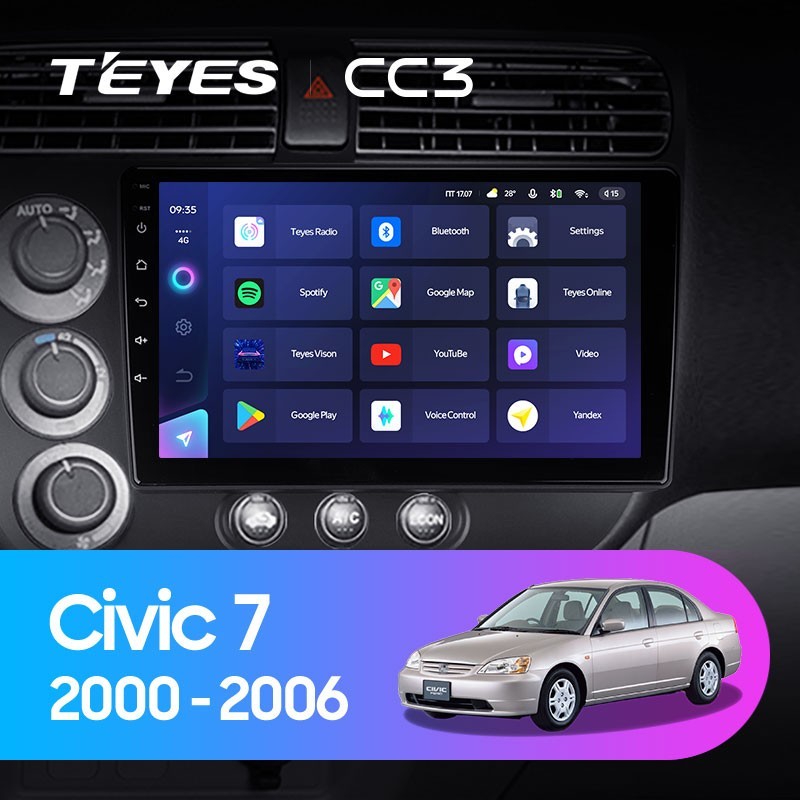 Штатная магнитола Teyes CC3 432 Honda Civic 7 2000-2006 3760500₽