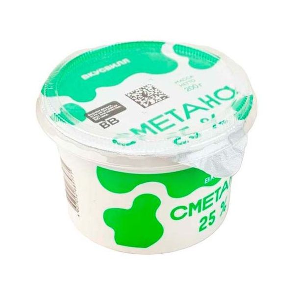 Сметана 25% ВкусВилл БЗМЖ 200 г
