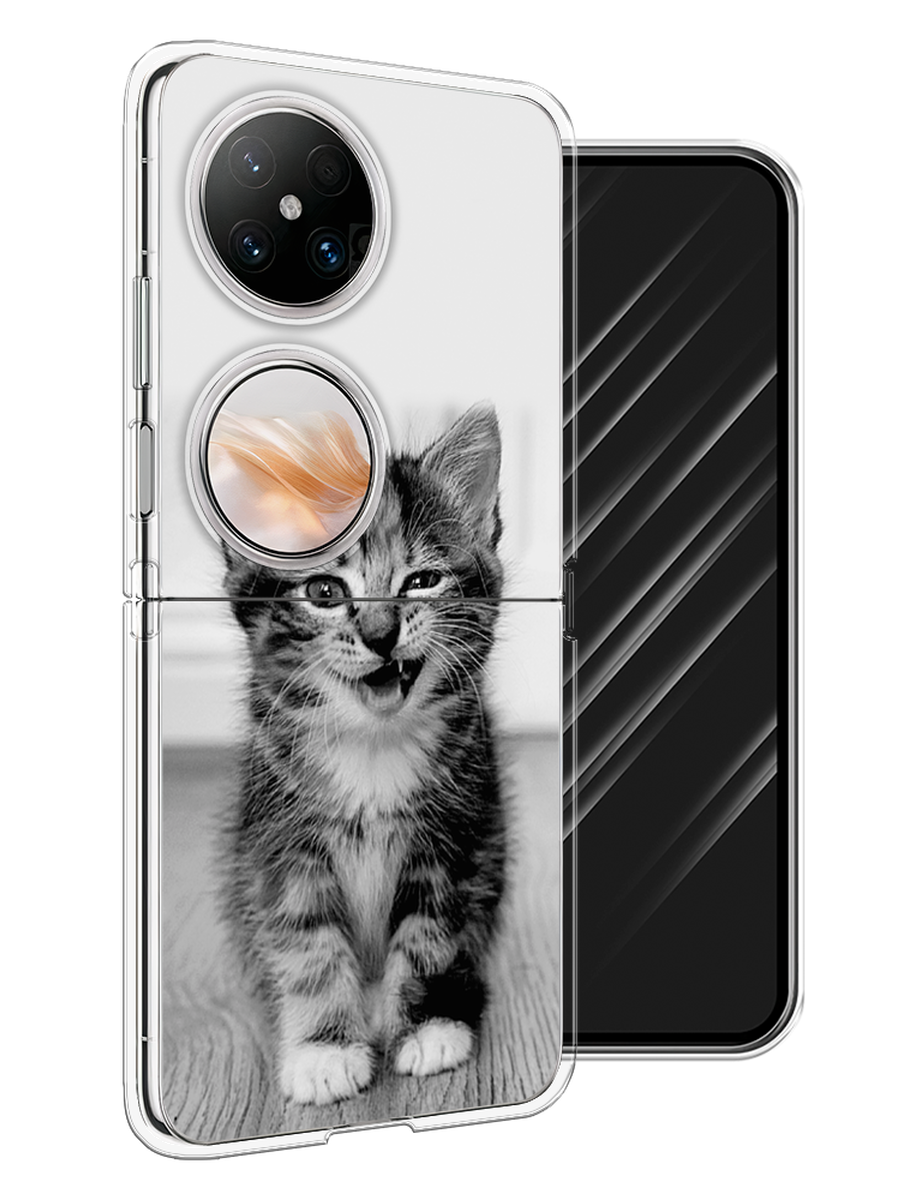 

Чехол Awog на Huawei Pocket 2 "Подмигивающий котенок", Черный;серый, 6123850-1