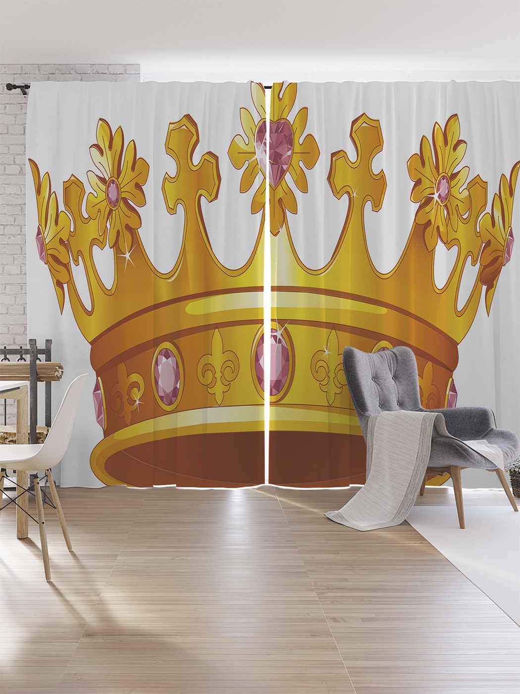 

Шторы под лён JoyArty "Золотая корона", серия Oxford DeLux, 340х265 см, Золотая корона