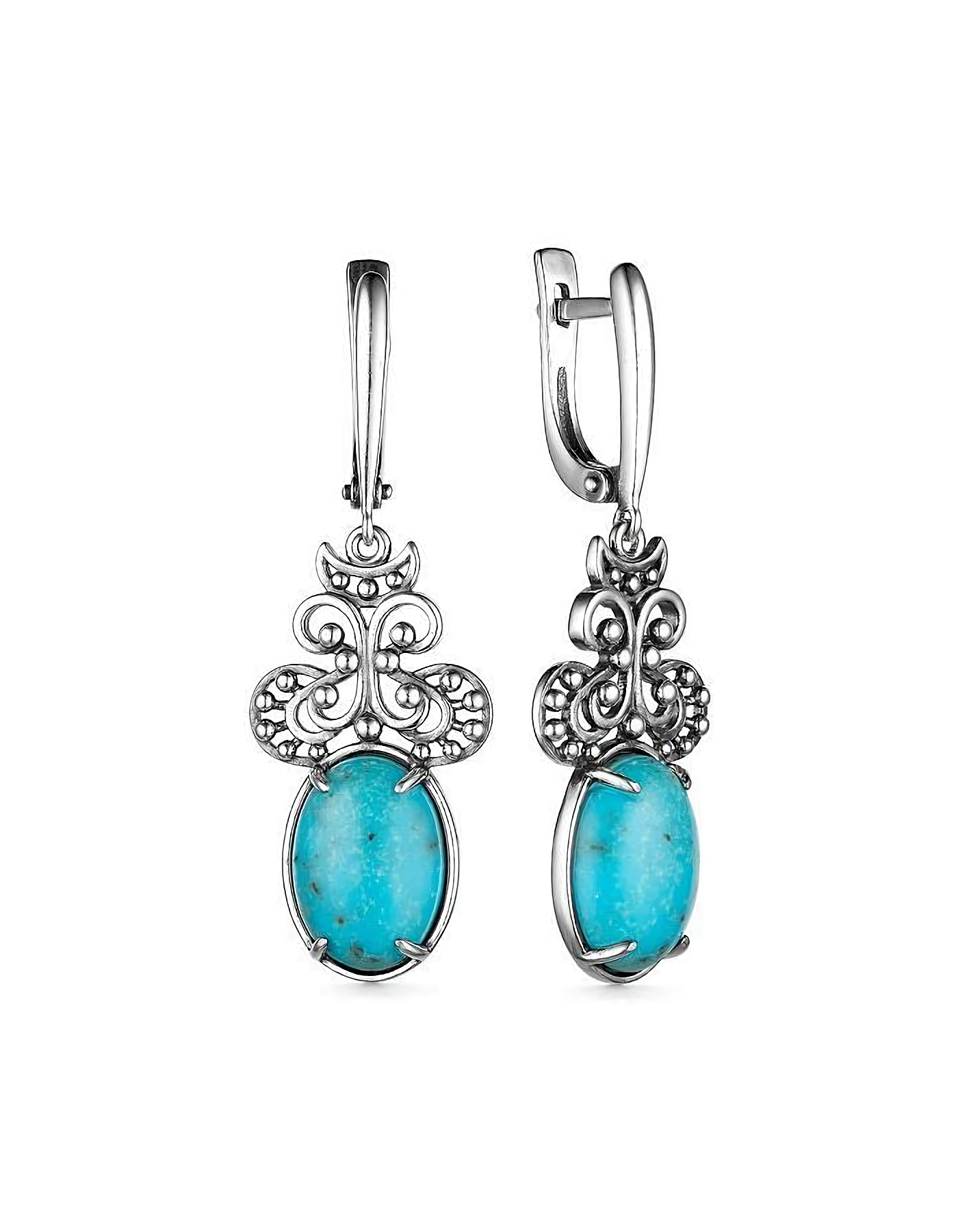 

Серьги подвески из серебра TEO MAORI 8С-3950ок438, бирюза, 8С-3950ок438