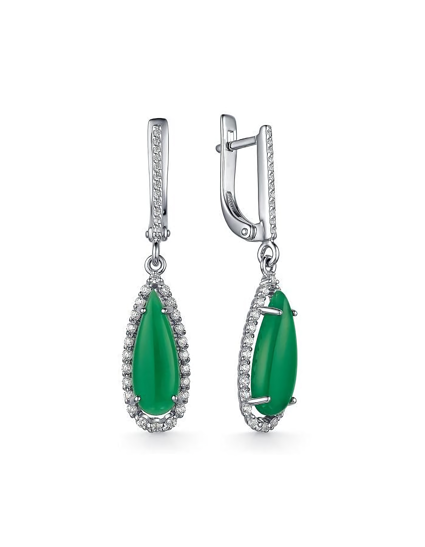 

Серьги подвески из серебра TEO MAORI 8С-3219рк40900, хризопраз, 8С-3219рк40900