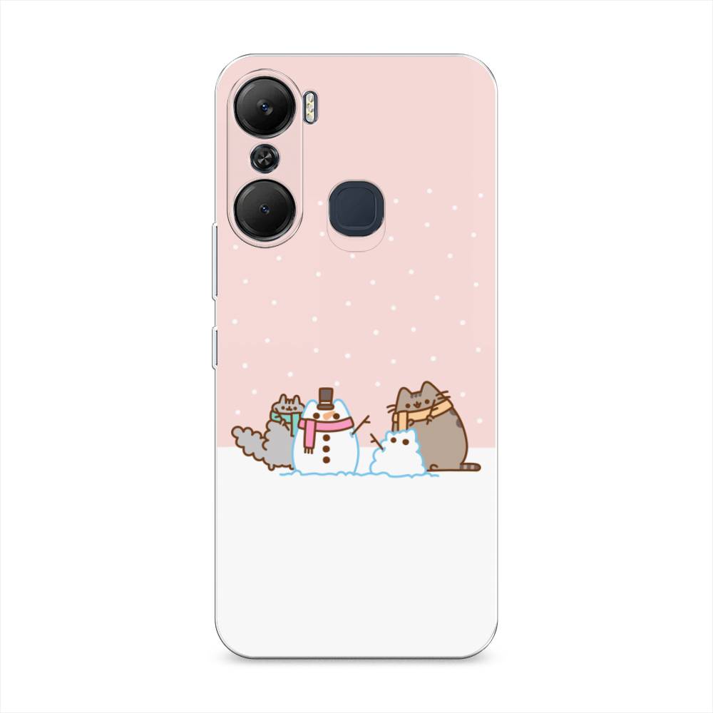 

Чехол для Infinix Hot 12 Pro "Котики в снегу", Розовый;белый;серый, 3102450-5