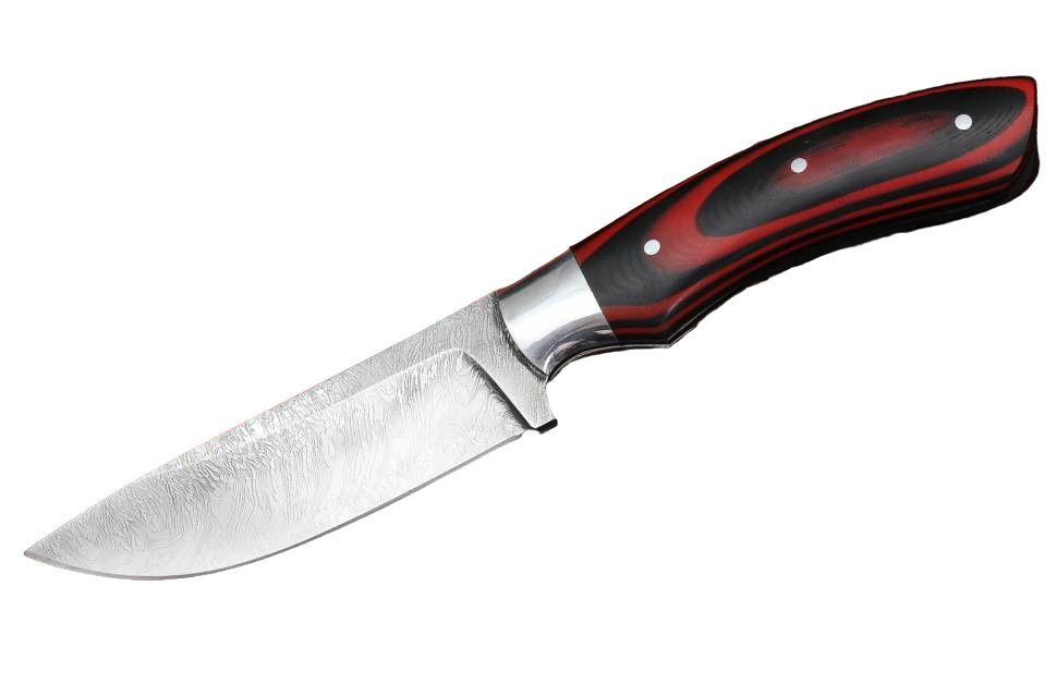 

Туристический нож Bladecraft Хантер, рукоять G-10, клинок дамаск, Красный, Хантер
