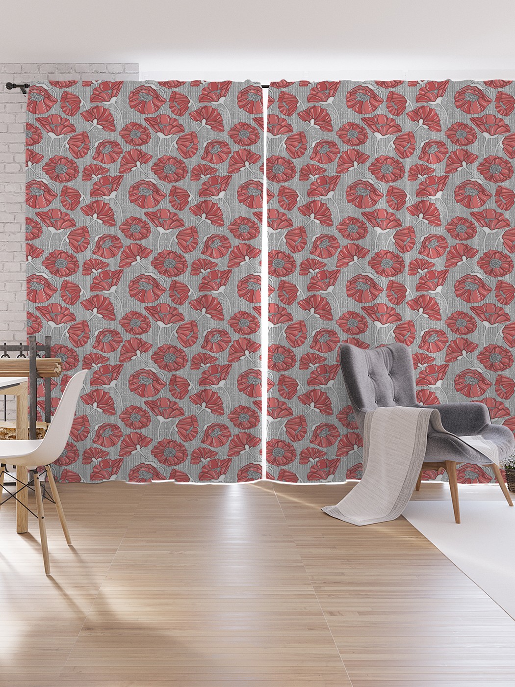 

Шторы под лён JoyArty "Фактурные маки", серия Oxford DeLux, 340х265 см, Фактурные маки