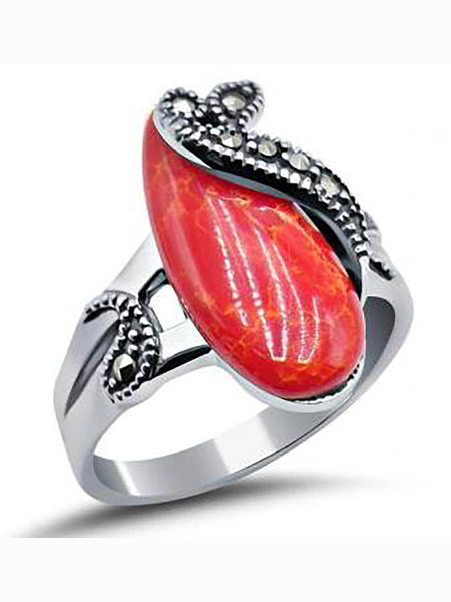 

Кольцо с марказитами и кораллами из серебра Silver wings 211264-39 17,5, 211264-39