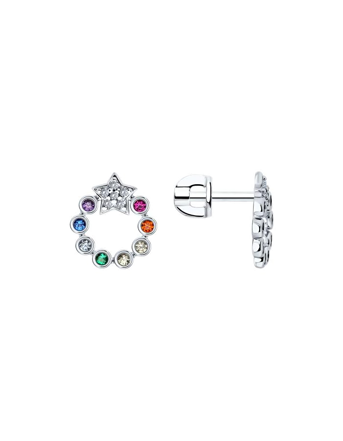

Серьги пусеты из серебра TEO MAORI 894026761, рубин искусственный, 894026761