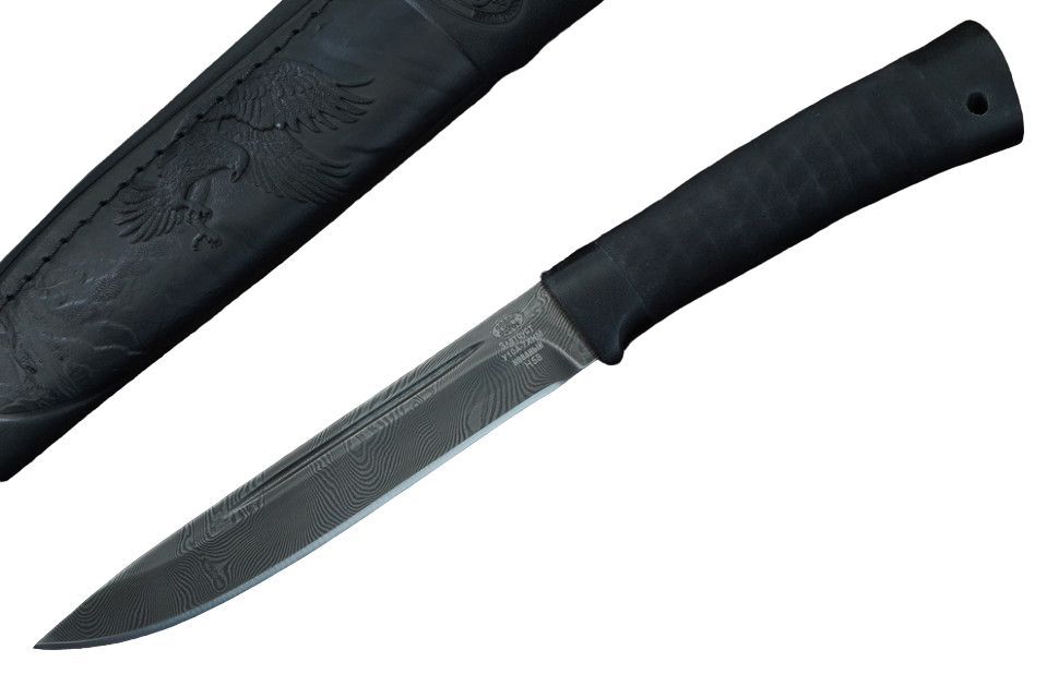 Нож туристический ЗЗОСС Н58, черный дамаск-У10А-7ХНМ. Златоустовские ножи