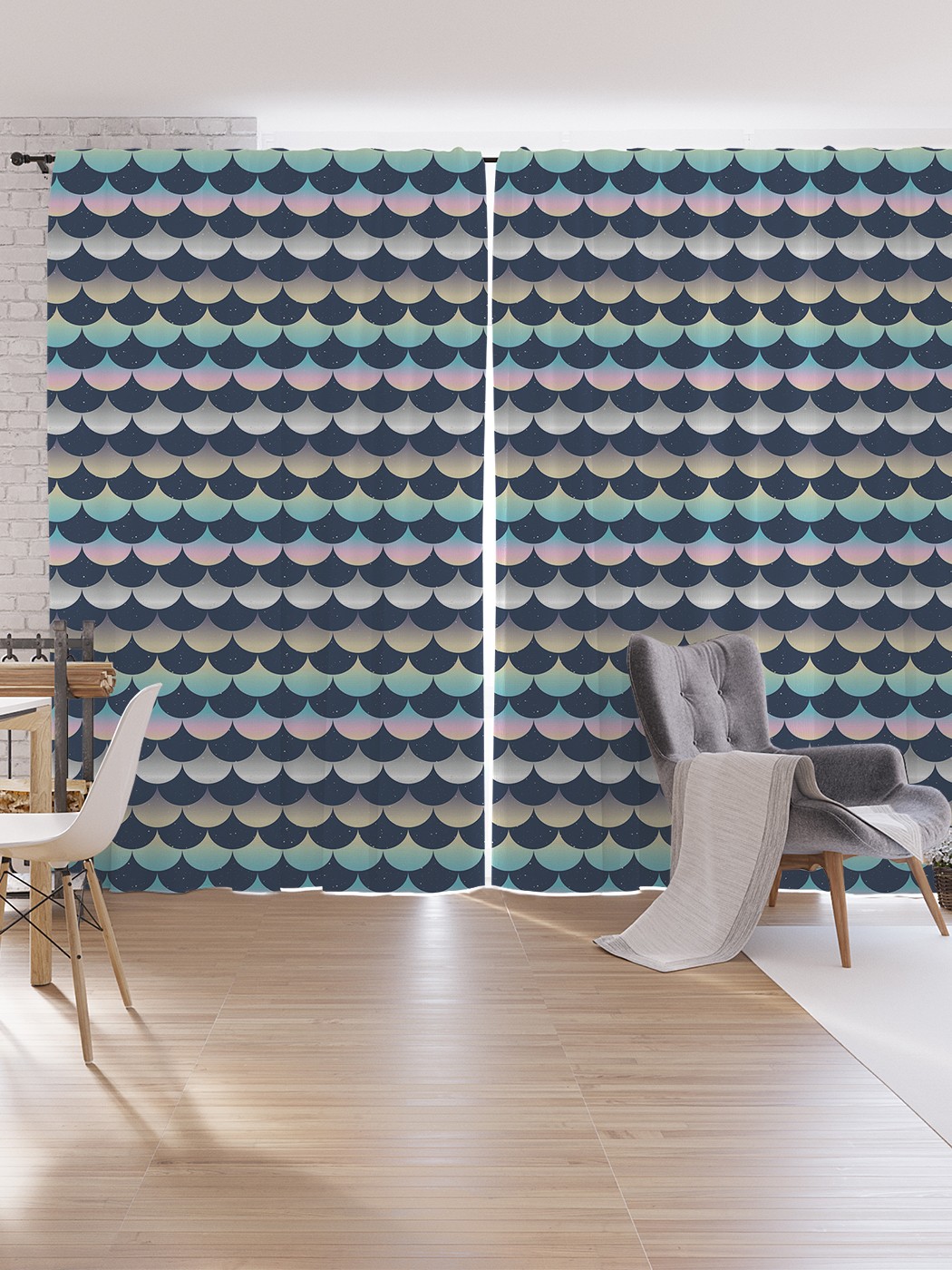 

Шторы под лён JoyArty "Векторный объем геометрических волн", Oxford DeLux, 340х265 см, Векторный объем геометрических волн