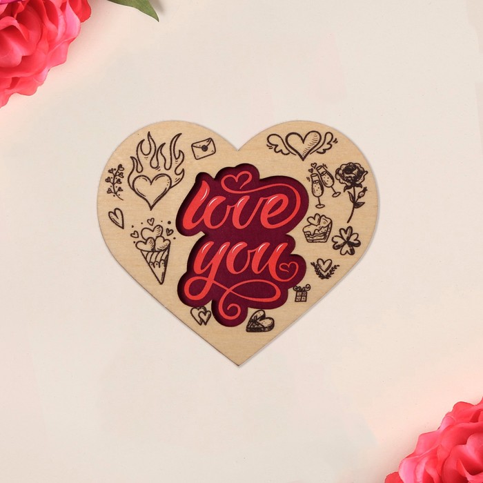 

Валентинка деревянная «Love you», 8 х 8 см, 14 Февраля