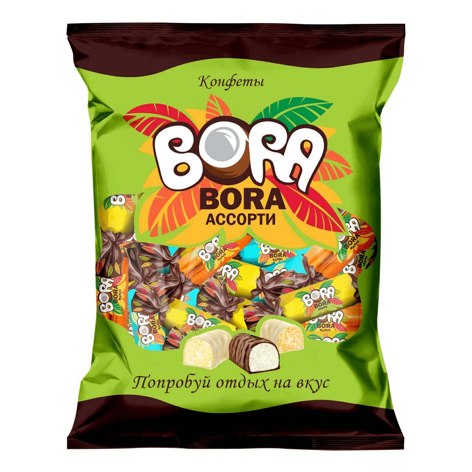 Конфеты Bora-bora ассорти, кокос, лимон, манго, 200 г