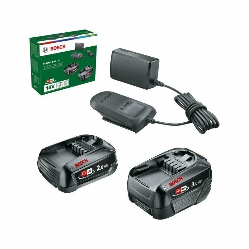 Стартовый комплект Bosch 18 В PBA 2,0 Ач + аккумулятор 3,0 Ач и зарядное устройство AL 18V аккумулятор для шуруповерта bosch 14 4v 2 6ah li ion зарядное устройство