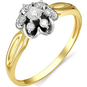 

Кольцо из желтого золота с бриллиантом р. 17,5 АЛЬКОР 11854-300, 11854-300
