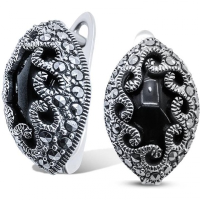

Серьги с марказитами и кораллами из серебра Silver wings 220546-39, 220546-39