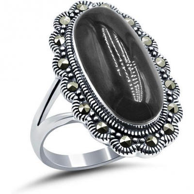 

Кольцо с ониксами и марказитами из серебра Silver wings 210710-39 17,5, 210710-39