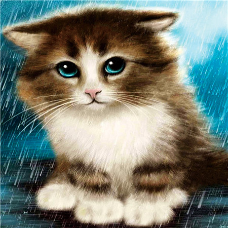 фото Алмазная мозаика стразами ripoma котёнок под дождём 00114152 30х30 см
