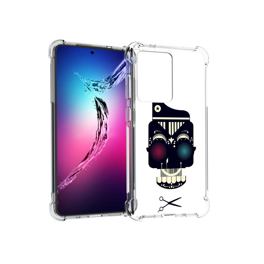 

Чехол MyPads Tocco для Samsung Galaxy S20+ черно белый скелет с яркими глазами, Прозрачный, Tocco