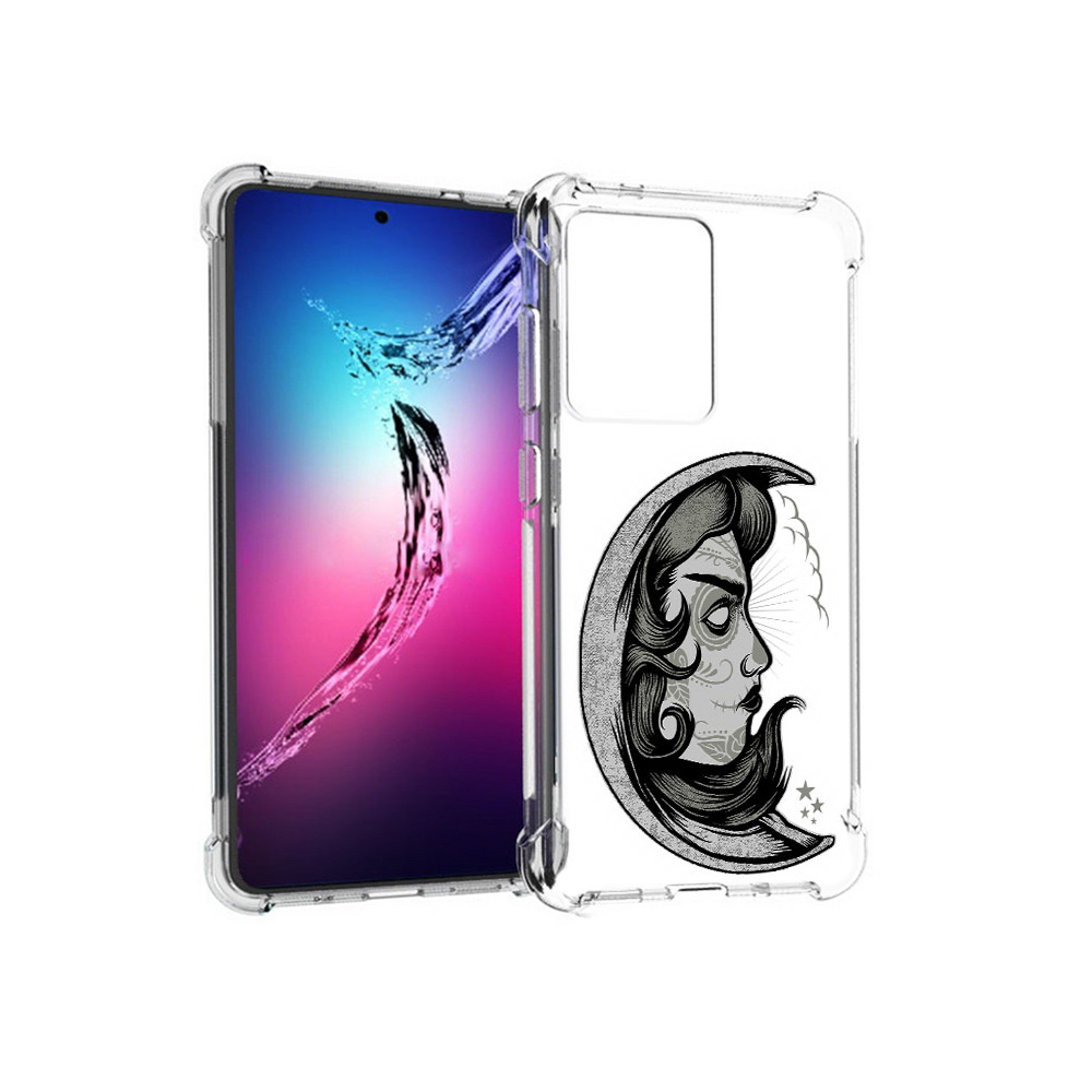

Чехол MyPads Tocco для Samsung Galaxy S20+ черно белая луна с лицом (PT141343.495.680), Прозрачный, Tocco