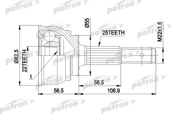 

ШРУС наружн к-кт 25x55x22 NISSAN: SUNNY 1.3-2.0 12.90- PATRON PCV1163