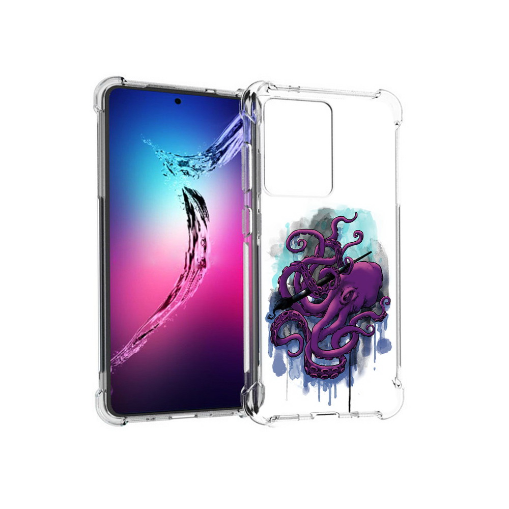 

Чехол MyPads Tocco для Samsung Galaxy S20+ фиолетовый осьминог (PT141343.495.658), Прозрачный, Tocco