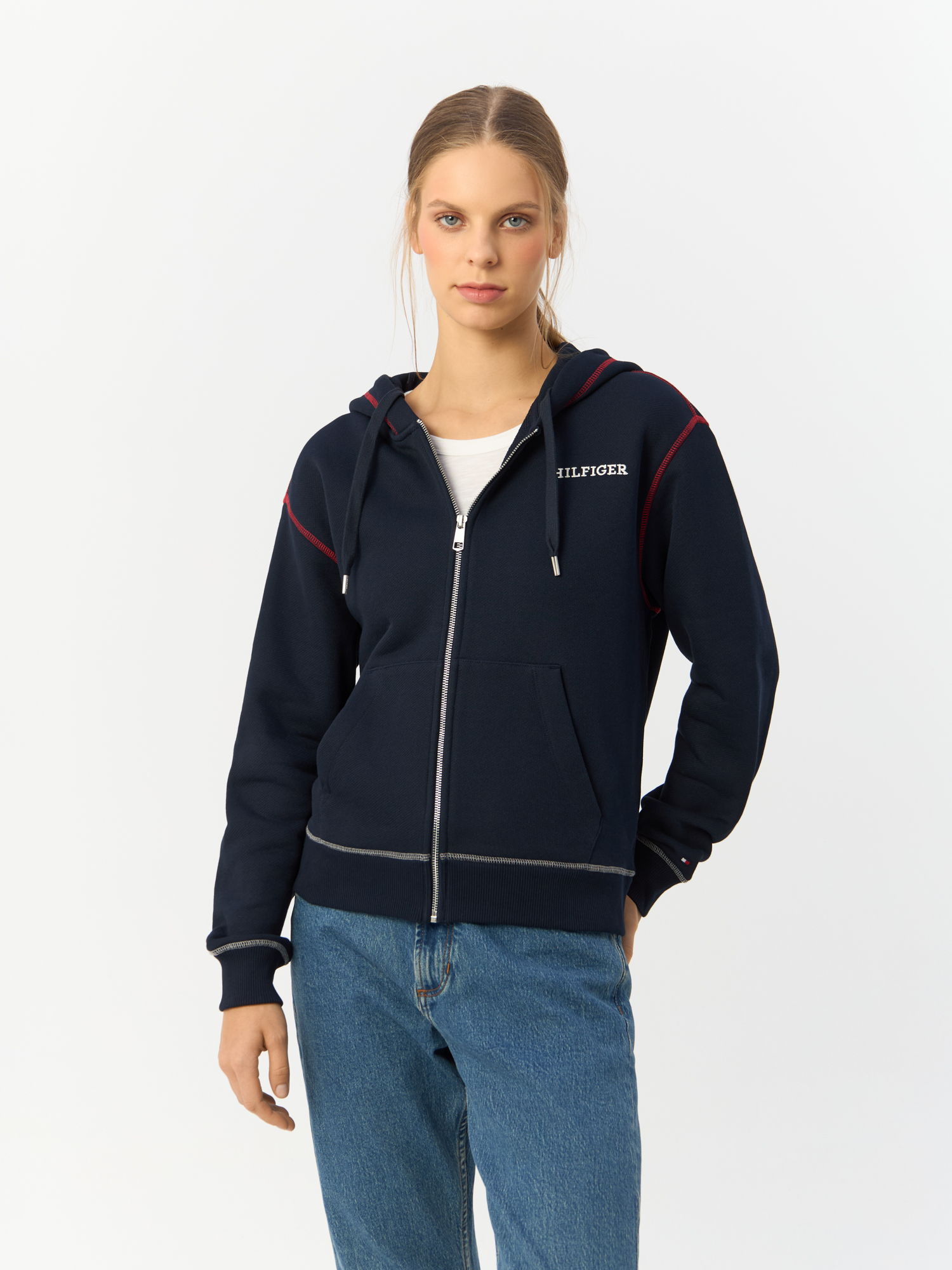 Толстовка женская Tommy Hilfiger WW0WW42425 синяя XS 20990₽