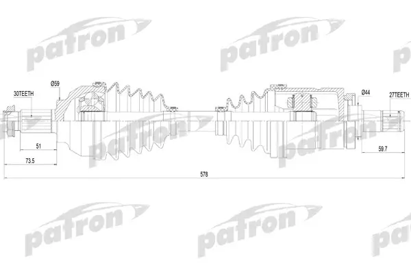 

Полуось лев BMW: E46 2.5xi-3.0xd 00-05 PATRON PDS4620
