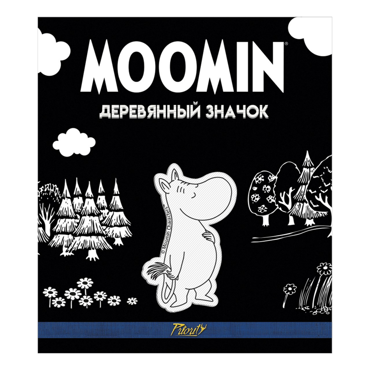 

Значок Moomin деревянный белый