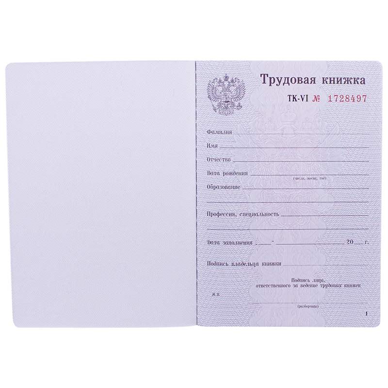 

Бланк Трудовая книжка Гознак 5 штук