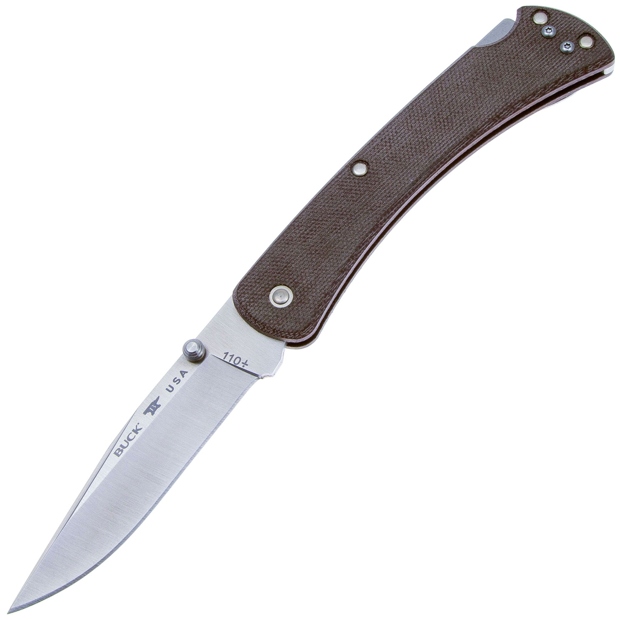 фото Складной нож buck 110 slim pro b0110brs4 (сталь s30v, рукоять коричневая микарта) buck knives