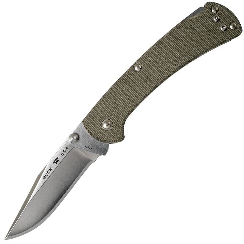 фото Складной нож buck 112 slim pro, сталь crucible cpm s30v, рукоять зелёная микарта b0112ods6 buck knives