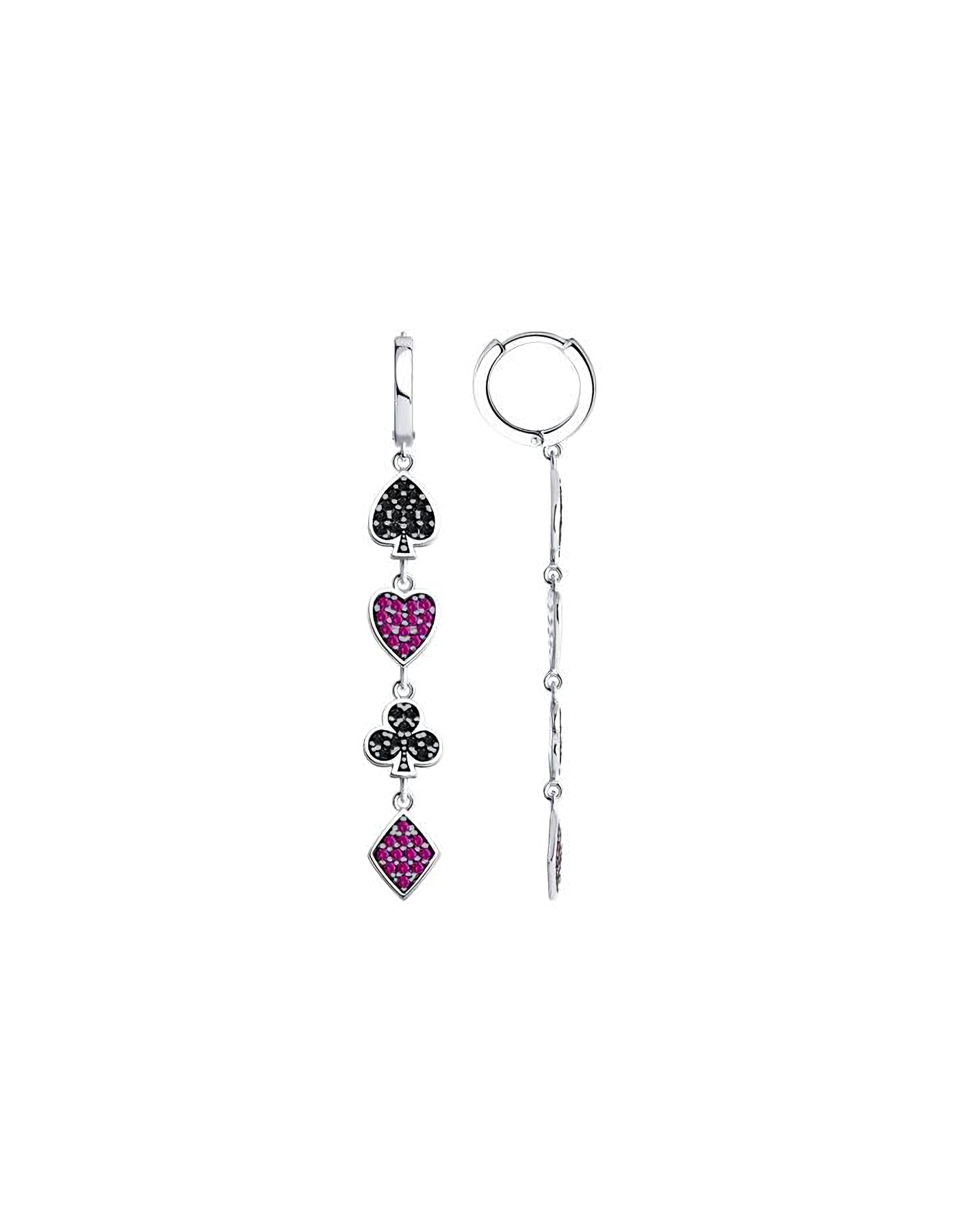 

Серьги подвески из серебра TEO MAORI 894026470, рубин искусственный/фианит, 894026470
