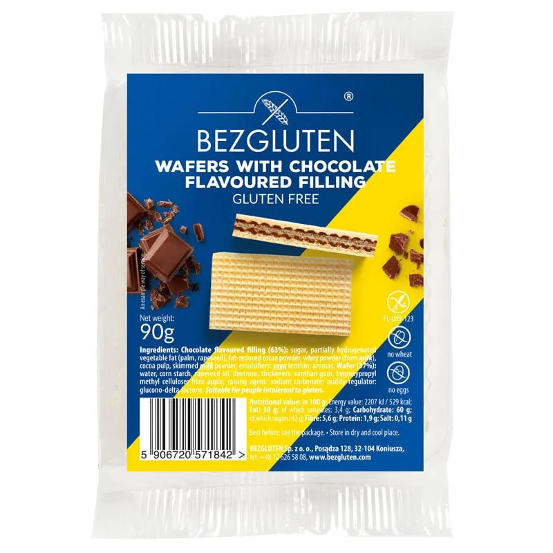 

Вафли Bezgluten с шоколадной начинкой без глютена 90 г