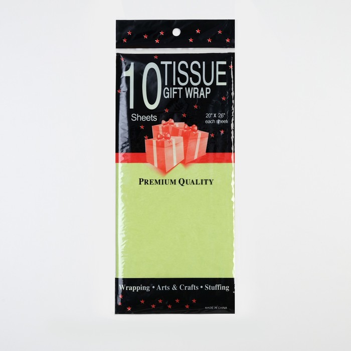 

Бумага упаковочная тишью, зеленое яблоко, набор 20 шт, 50 см х 66 см