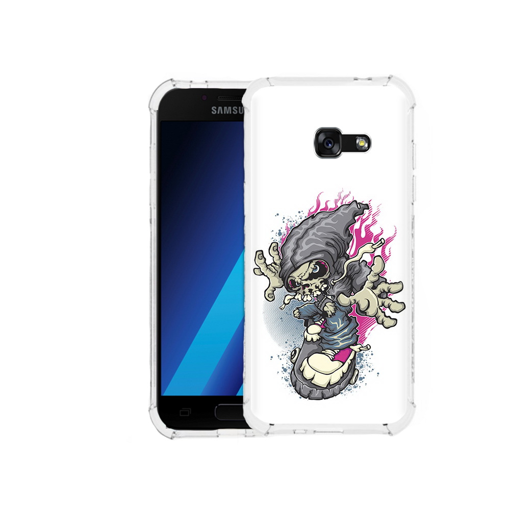 фото Чехол mypads tocco для samsung galaxy a7 (2017) нарисованный скелет на скейт борде