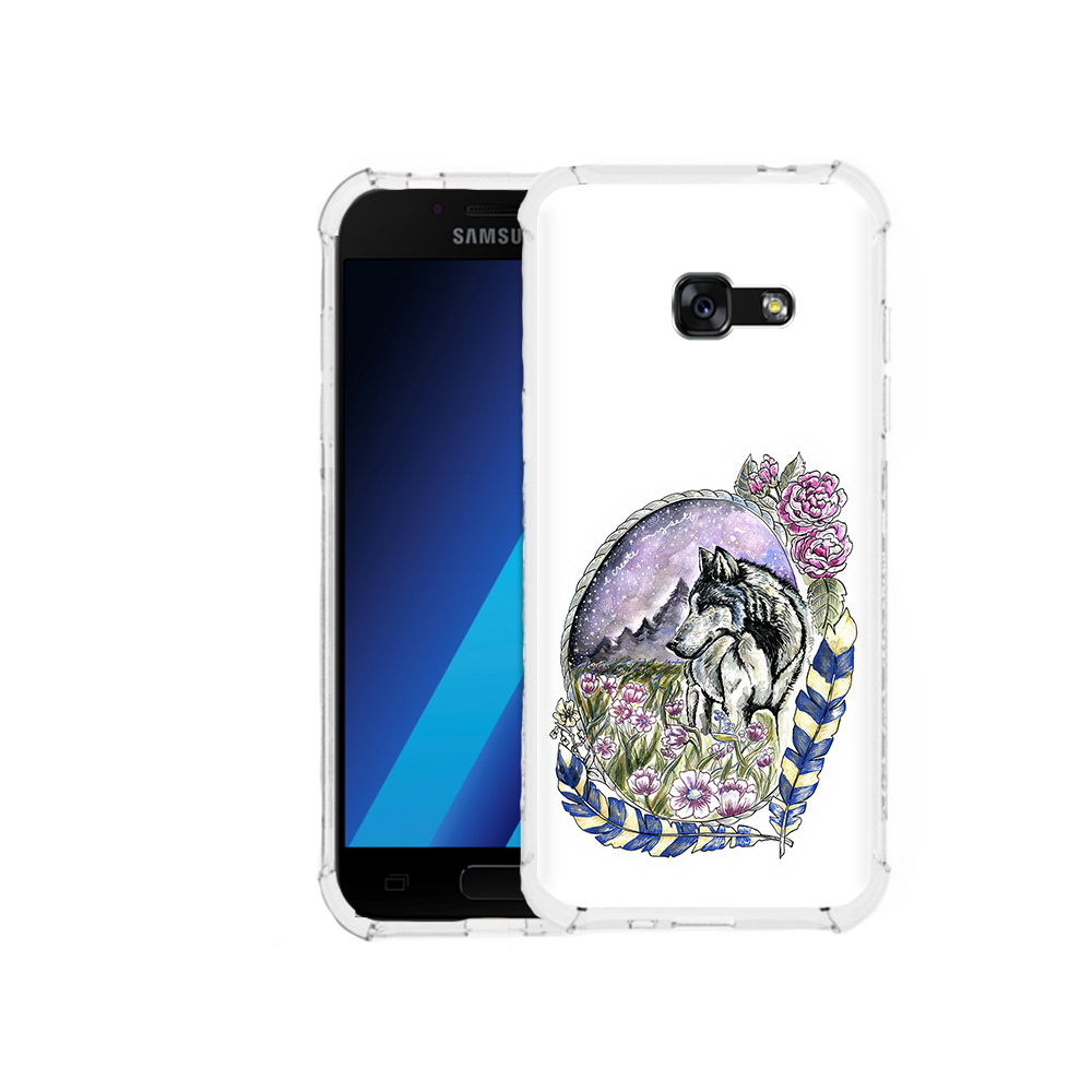 

Чехол MyPads Tocco для Samsung Galaxy A7 (2017) нарисованный волк в цветах с перьями, Tocco