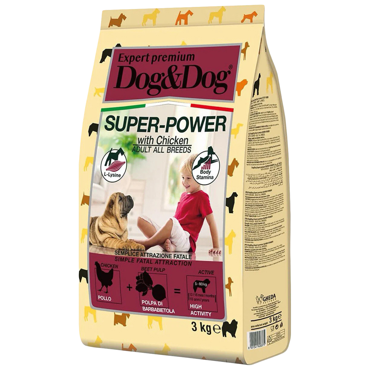 Сухой корм Dog Dog Super-Power для взрослых и активных собак с курицей 3 кг 2081₽