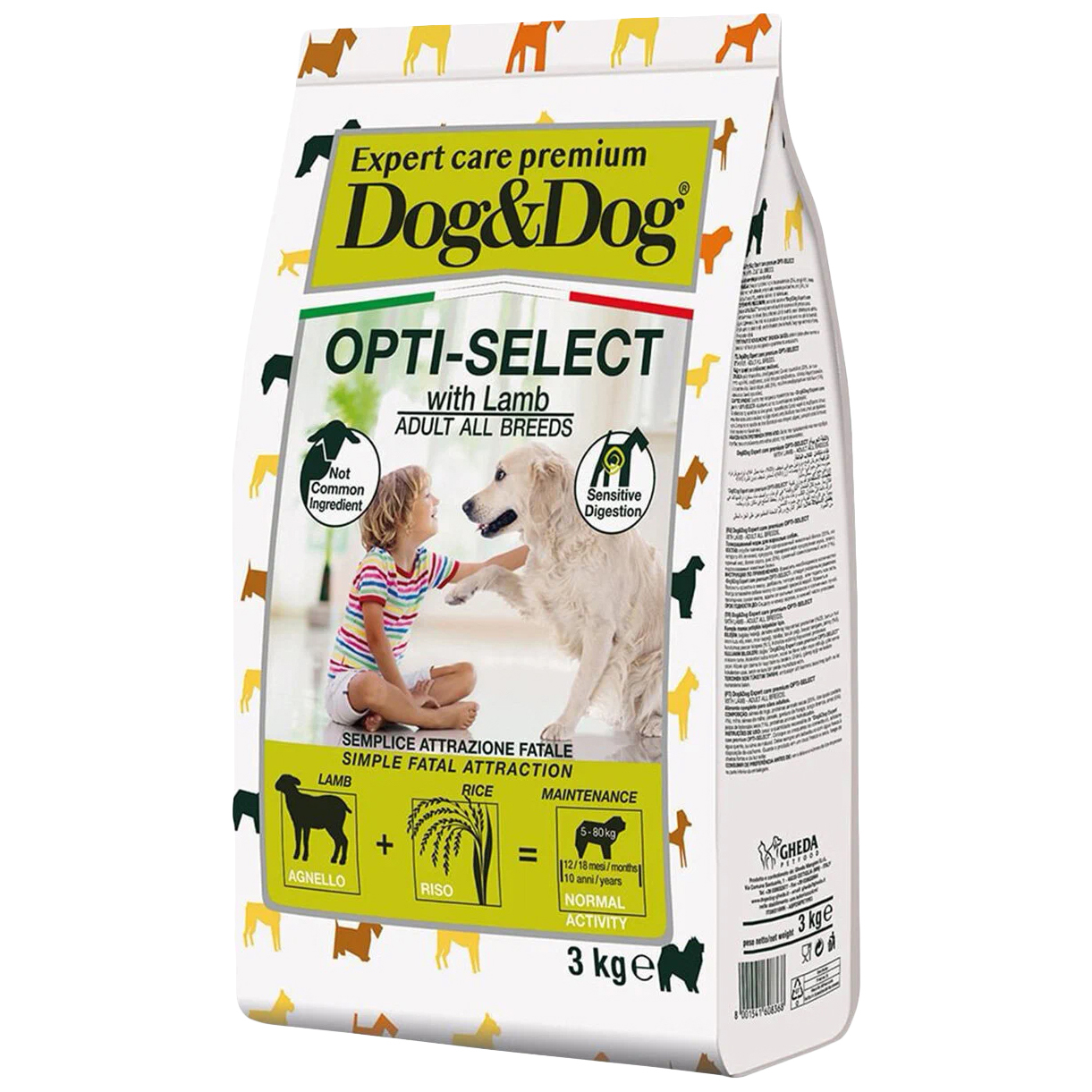Сухой корм Dog & Dog Opti-Select для взрослых собак, с ягнёнком, 3 кг