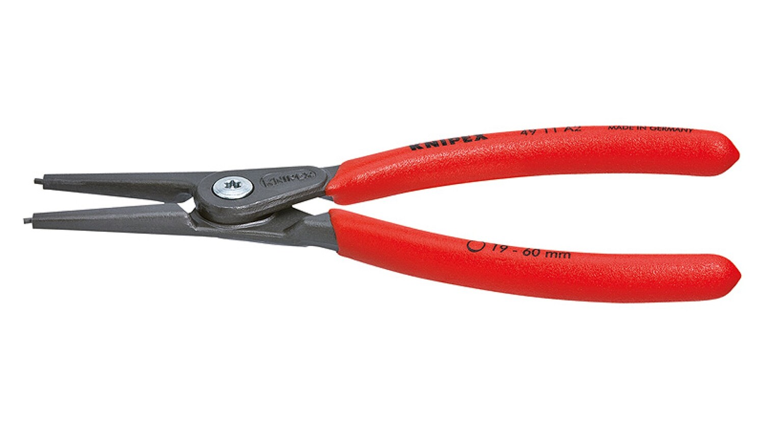 

Щипцы Knipex прецизионные для внешних стопорных колец, прямые губки, 19-60 мм, KN-4911A2