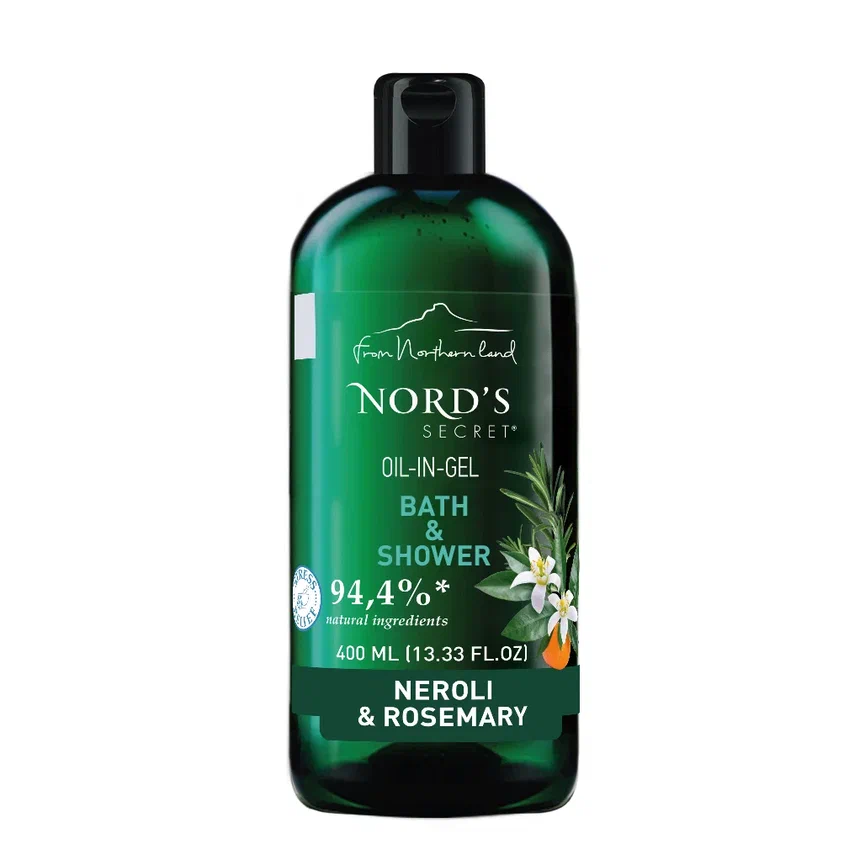 Гель-масло для душа Nord’s Secret тонизирующее, с цветком нероли и маслом розмарина 400 мл