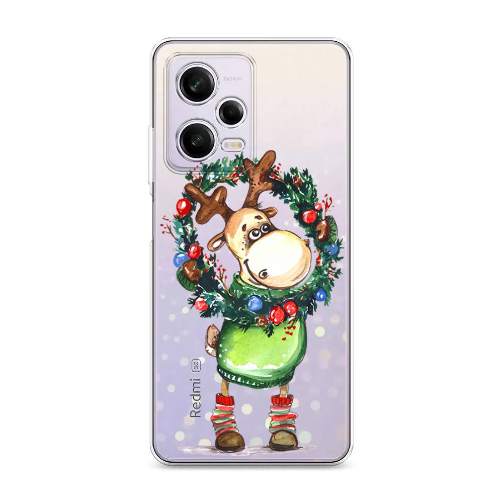 

Чехол на Xiaomi Redmi Note 12 Pro "Олень с новогодним венком", 317050-4