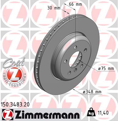 

ZIMMERMANN 150.3483.20 Диск тормозной передний bmw coat z 1шт