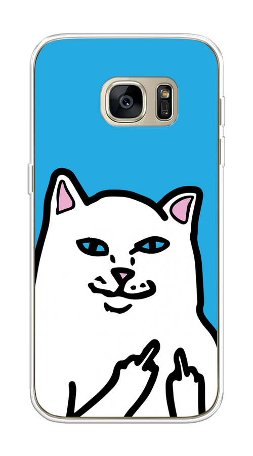 

Чехол Awog на Samsung Galaxy S7 "Кот жесть", Белый;голубой;черный, 24550-9
