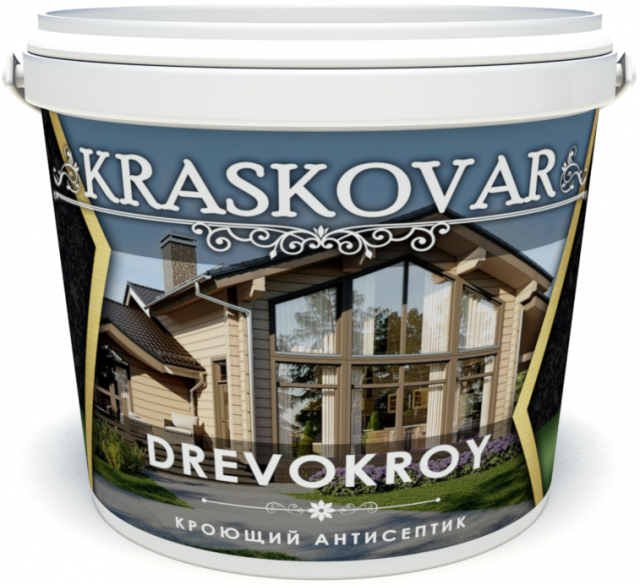 фото Антисептик кроющий kraskovar drevokroy ral 8016 2л