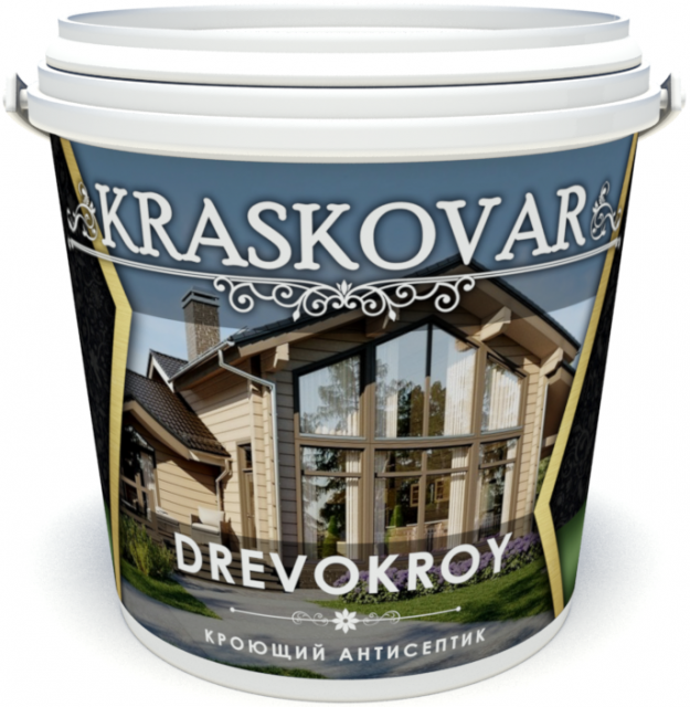 фото Антисептик кроющий kraskovar drevokroy ral 8016 0,9л