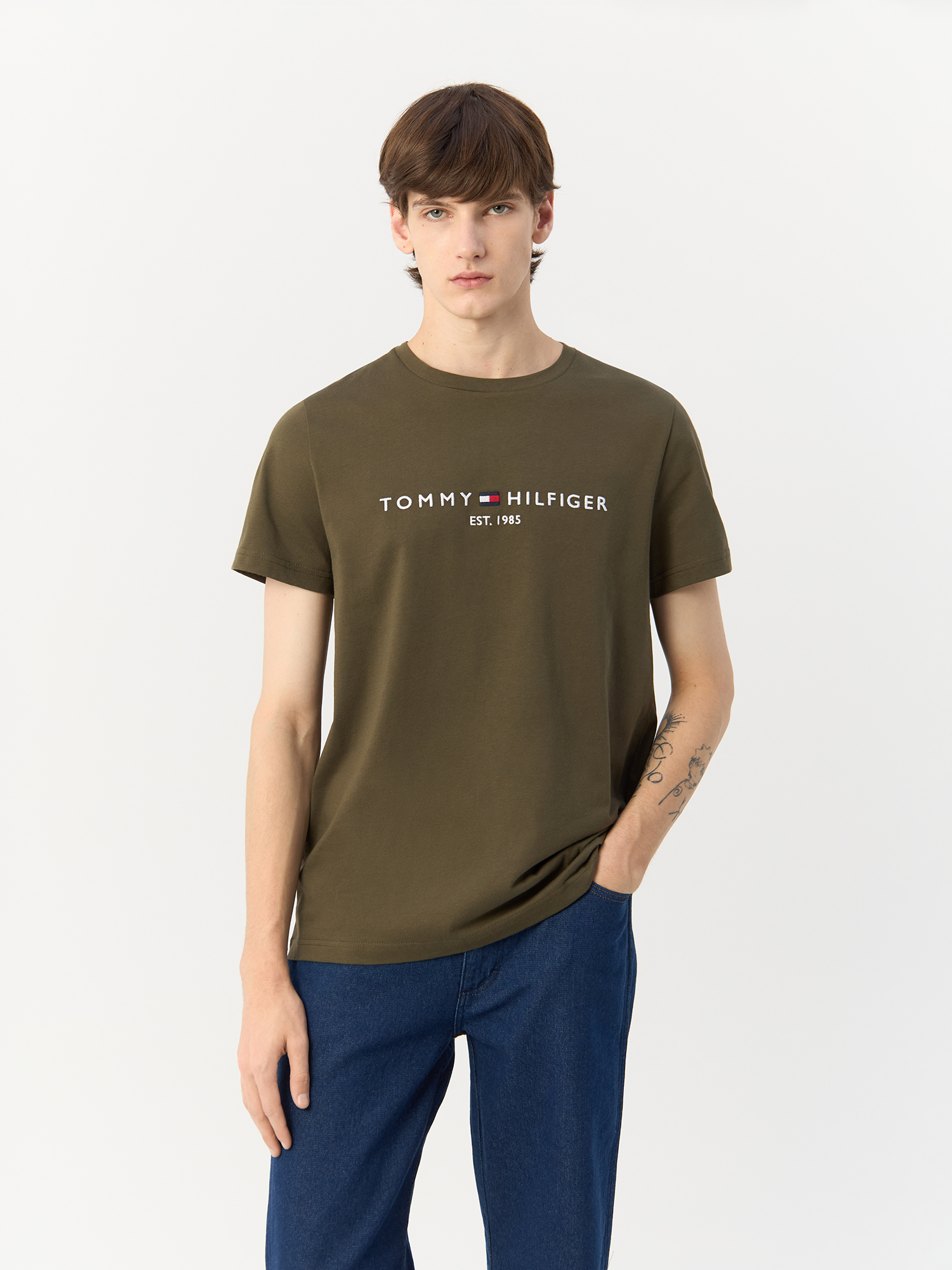 

Футболка мужская Tommy Hilfiger Logo T-shirt MW0MW11797 хаки 2XL, Logo T-shirt