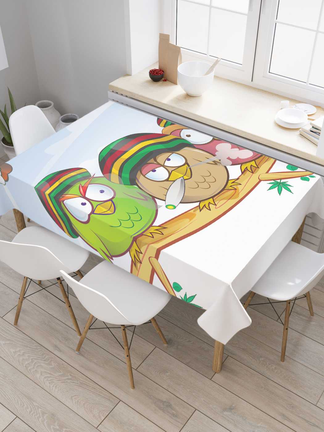 

Скатерть прямоугольная JoyArty "Птицы растаманы" из сатена, 120x145 см, Птицы растаманы