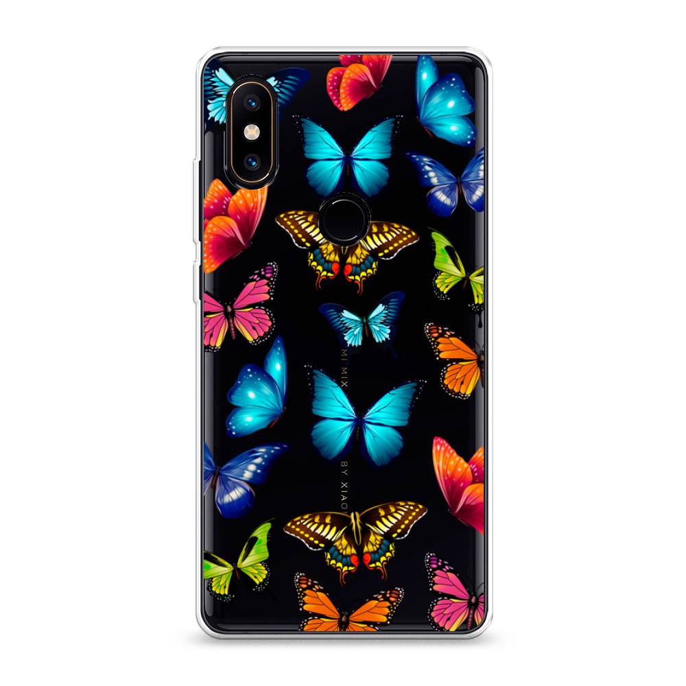 фото Силиконовый чехол "разные бабочки" на xiaomi mi mix 2s awog